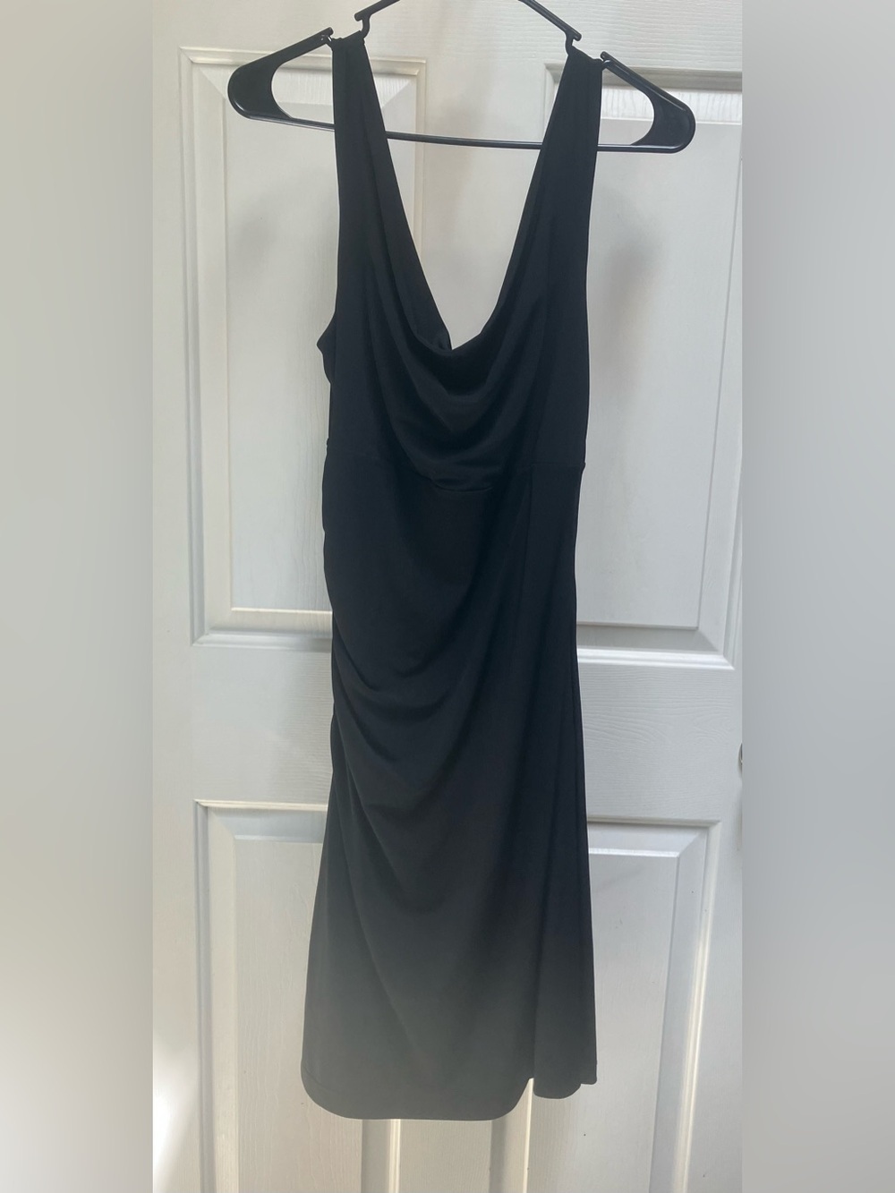 White House Black Market Black Draped Cowl-Neck Sheath Dress Size 6